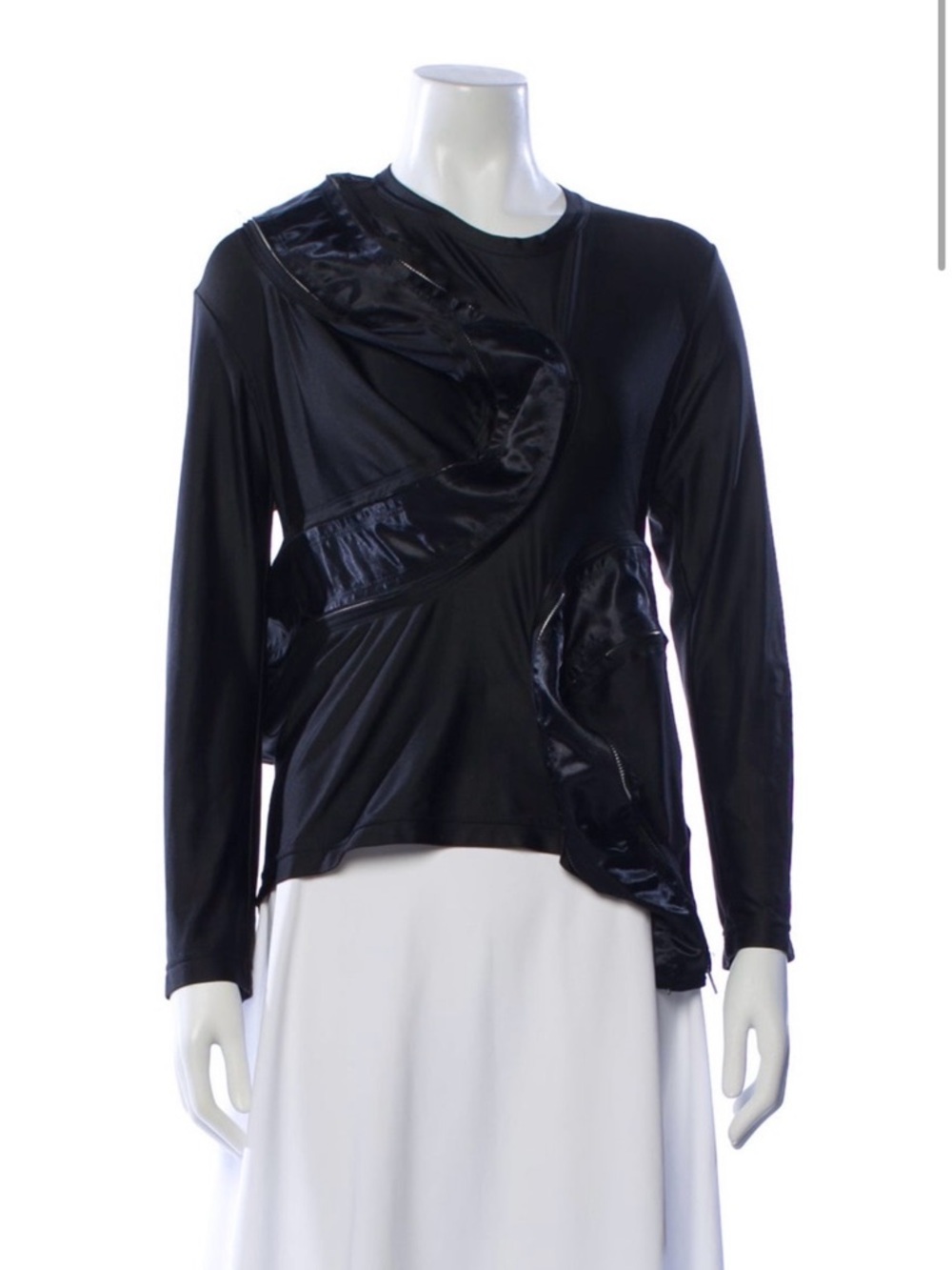 Comme des Garcons Black Long Sleeve Satin-Trim Top